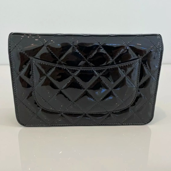 CHANEL BLACK PATENT LEATHER WALLET ON A CHAIN NEW IN BOX! - Picture 12 of 16